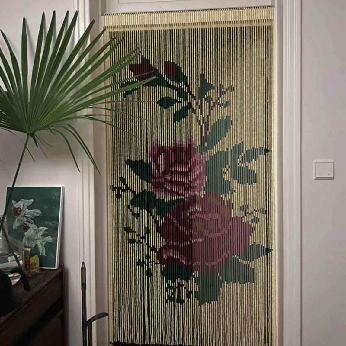 纯手工珠帘装饰串珠隔断门帘挂帘复古背景新中式婚纱照摄影道具