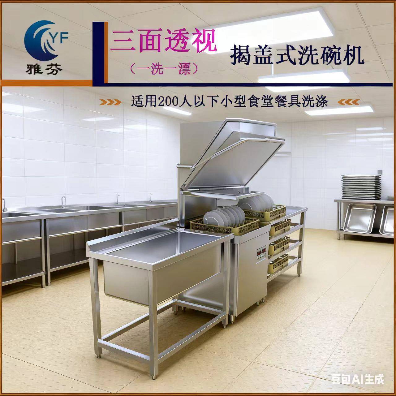 全自动商用洗碗机酒店饭店学校餐厅食堂大型商业洗碗机洗碟机设备