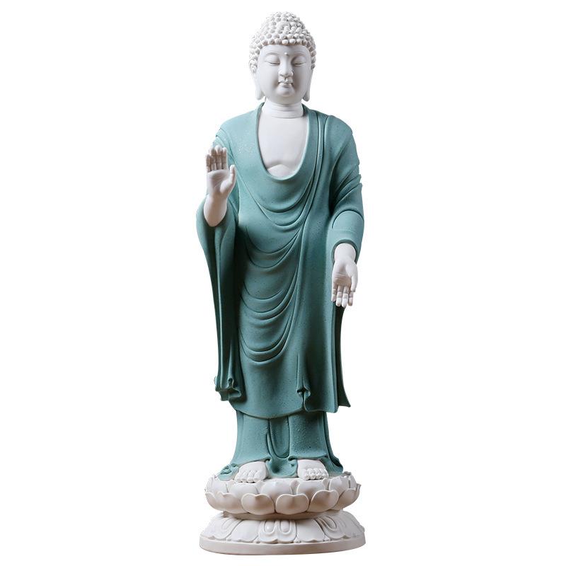 陶瓷释迦摩尼佛摆件站立如来阿弥陀佛佛祖像家用供奉装饰工艺品