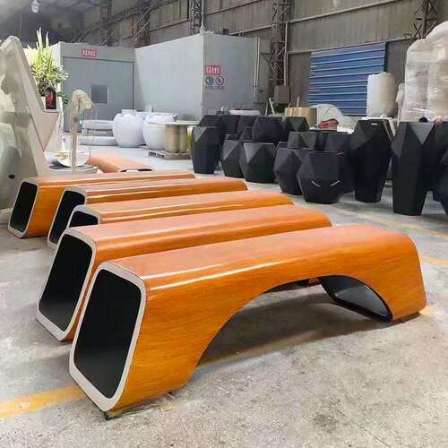 玻璃钢方管座椅休闲椅公园广场防腐木坐凳长椅商场异形休闲椅长凳