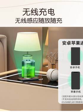 智灯能床头柜带简网红2025床新款卧室全实木密码P366锁边收纳柜约