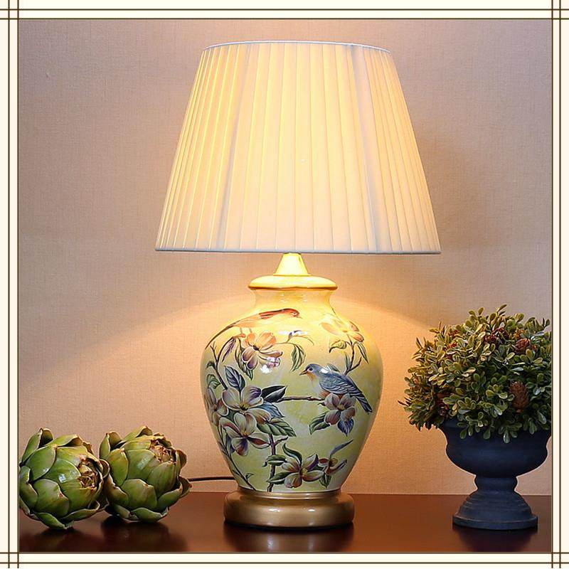 正品陶瓷台灯卧室床头美式现代简约灯酒店客新中式装复古欧式饰厅