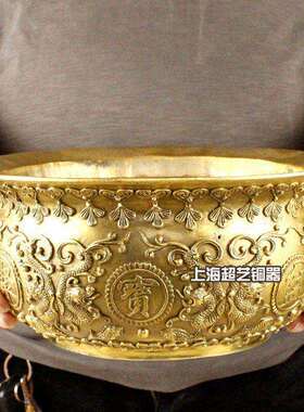 铜聚宝盆摆件特大号招宝家居装饰品金属工艺品