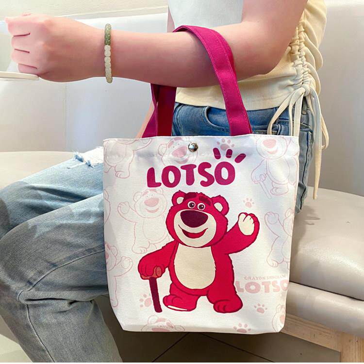 小号手提包帆布袋水杯收纳拎包时尚上班通勤小巧便携玫红色高颜值