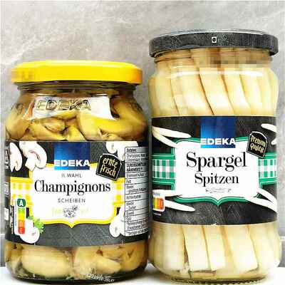 Edeka Canned Mushrooms Aspsragus德国埃德卡芦笋尖整粒切片蘑菇