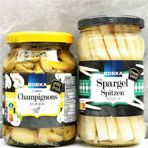 Edeka Canned Mushrooms Aspsragus德国埃德卡芦笋尖整粒切片蘑菇
