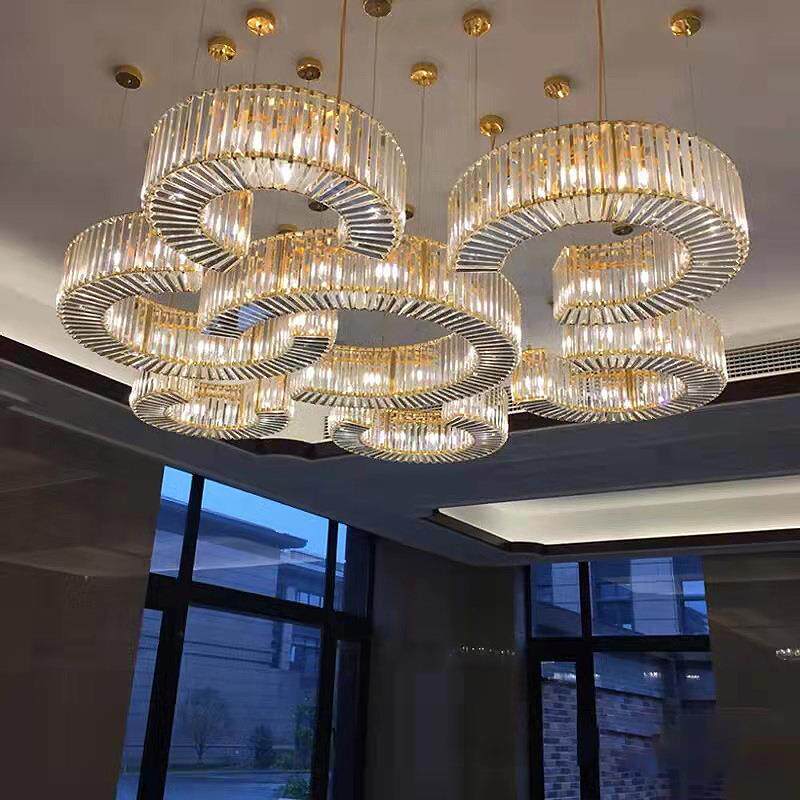中山酒店灯饰C字型水晶灯轻奢售楼处大堂灯具展厅宴会厅吊灯
