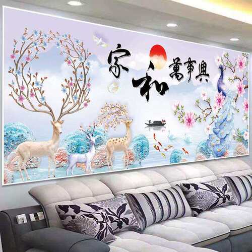 蒙娜丽莎十字绣2021新款客厅发财麋鹿家和万事兴欧式简单手工线绣