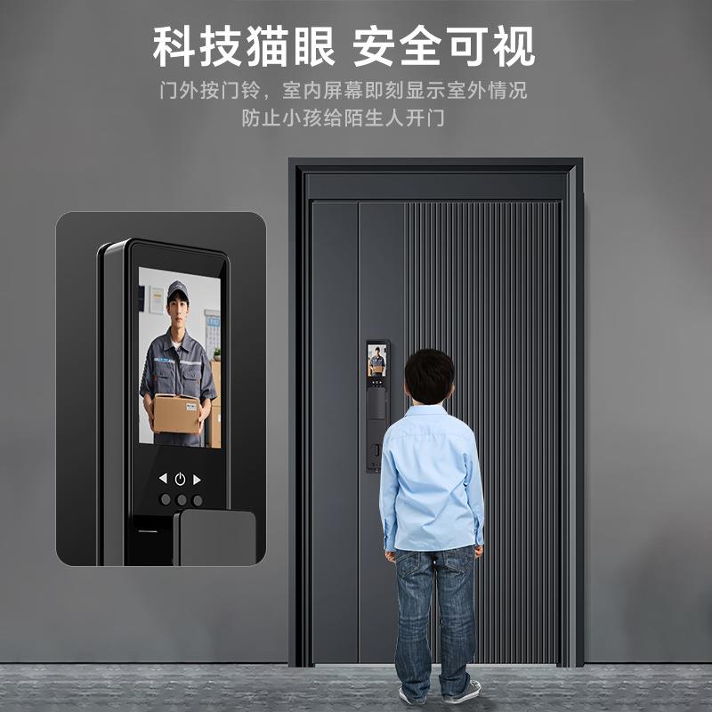 嵌式能门锁防盗入户门密码锁别入墅人双开门指纹锁大门指纹锁脸识