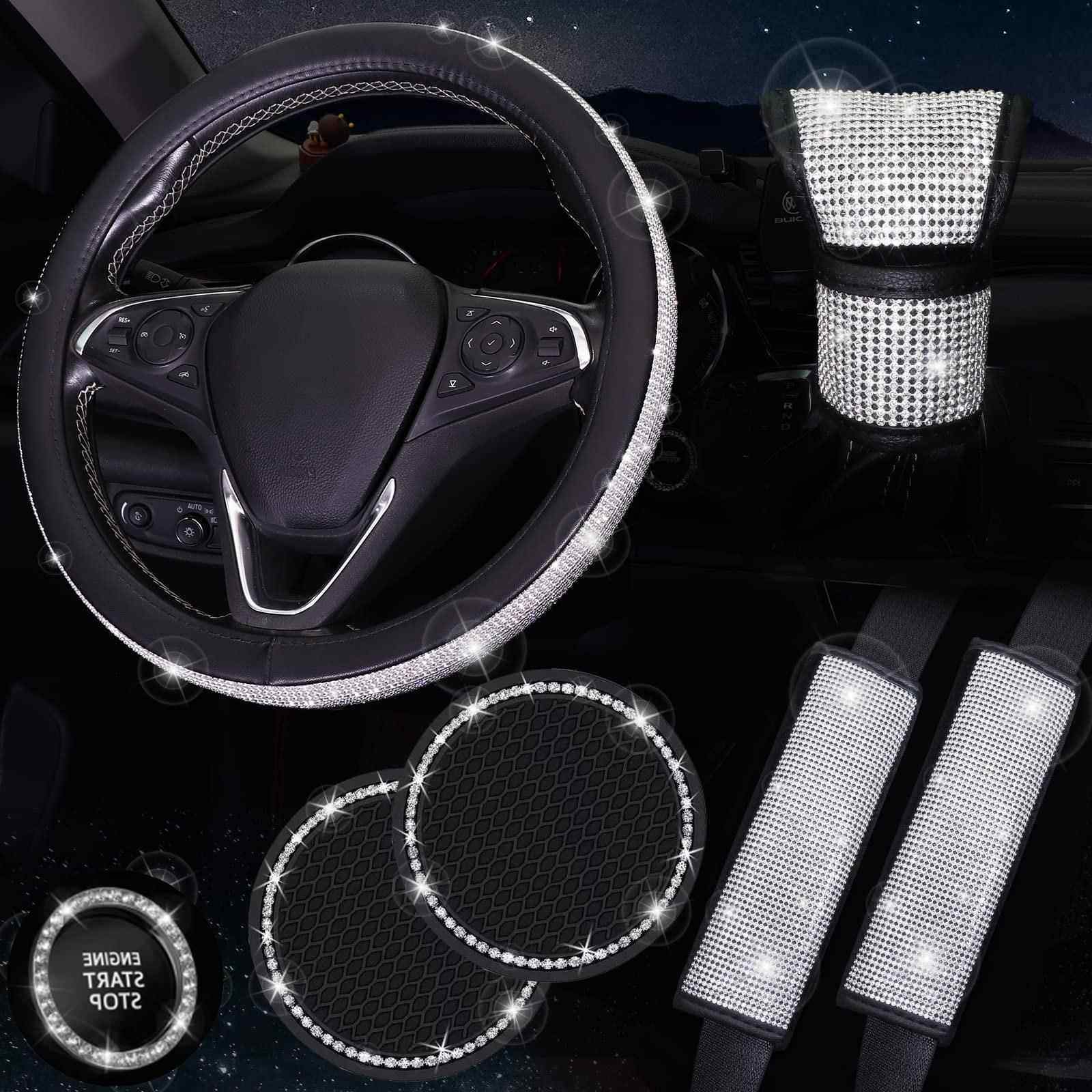 跨界车载内饰满钻镶钻手刹套排挡套安全带护肩套装汽车排挡头套饰