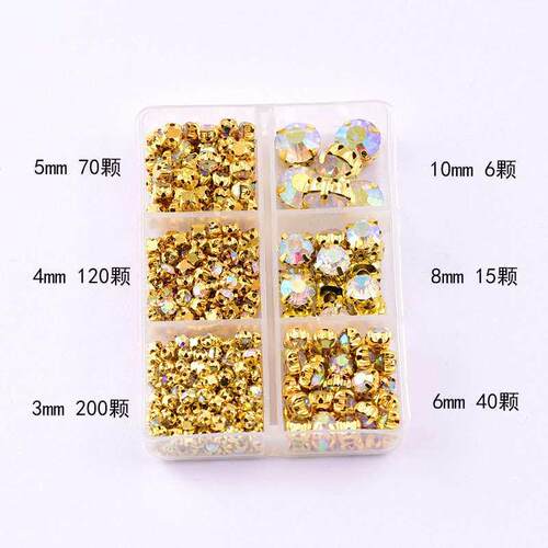 Hand-stitched single-claw rhinestone claw drill gold and sil