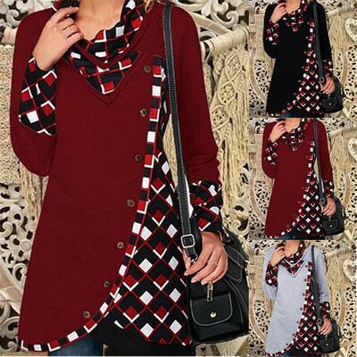 Checkered long sleeved women's clothing格子长袖女装