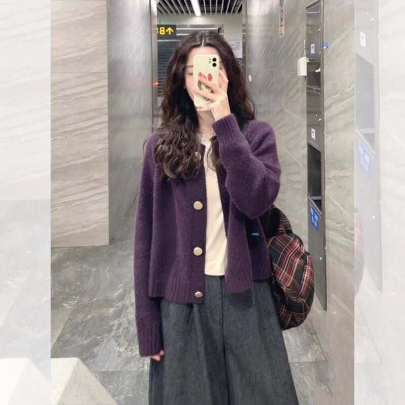 法国Rixo Kelly浣熊绒开衫毛衣外套女羊毛宽松慵懒风外穿针织上衣