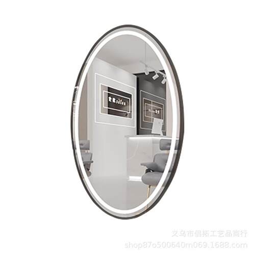 理发店镜台无框理发店镜子网红发廊LED镜挂墙美发镜单面落地带灯