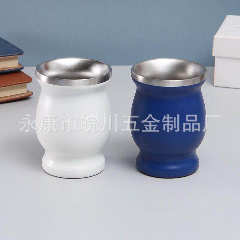亚马逊热销 8oz不锈钢马黛茶杯 葫芦型隔热杯专用杯南美洲 阿根廷