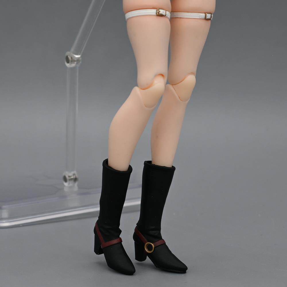 1/12兵人配件figma骑士靴高跟长靴6寸蜗之壳机娘女素体鞋子作战靴