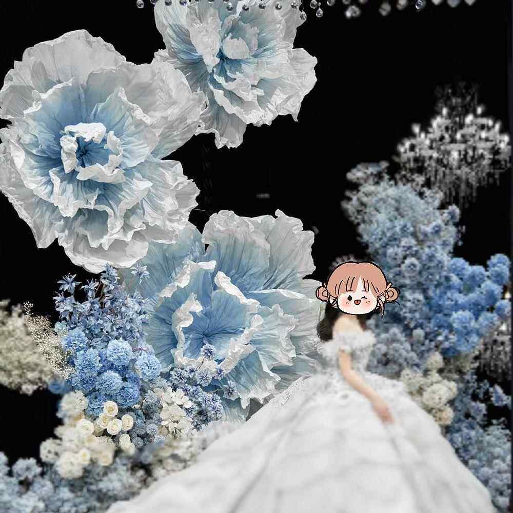 型A婚礼纸巨艺变花手工色蓝渐仿真大花美陈大型婚庆仿真花场景布