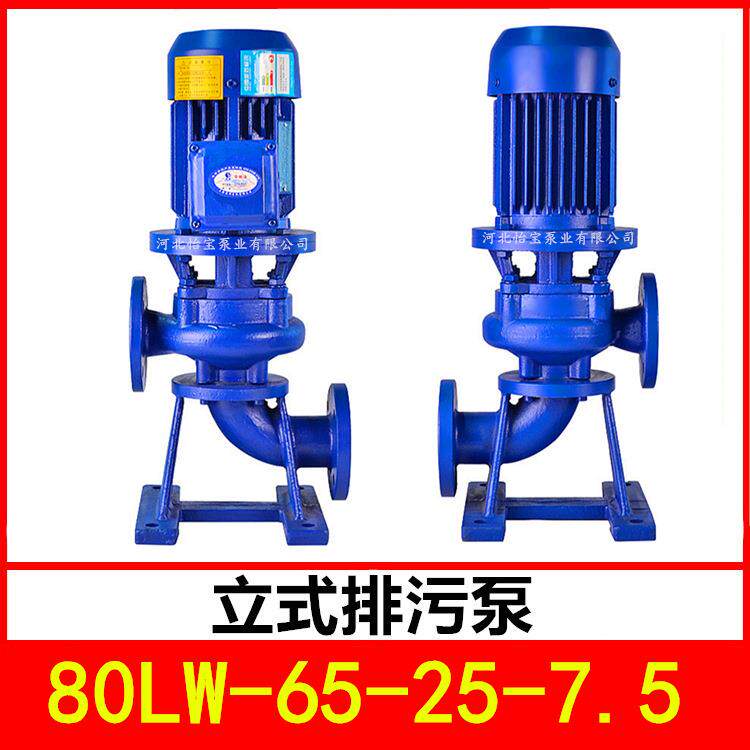 立式排污泵80LW-65-25-7.5管道污水泵
