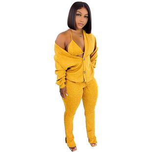Jacket Wool Nightclub Pants Pocket Slit Underwear Womens