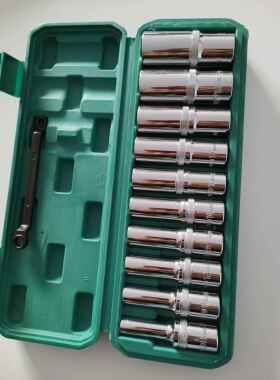 正品六角加修长套筒套装10件8—4汽2厂专用m机修工具8c滚花套头盒