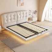 油风MUY悬床泡芙云朵主卧浮简科技布艺床现代约科技绒公主奶床