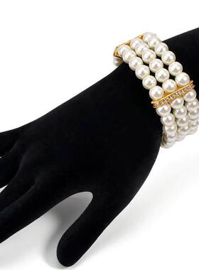 Pearl and diamond bracelet, cream-colored bracelet手环