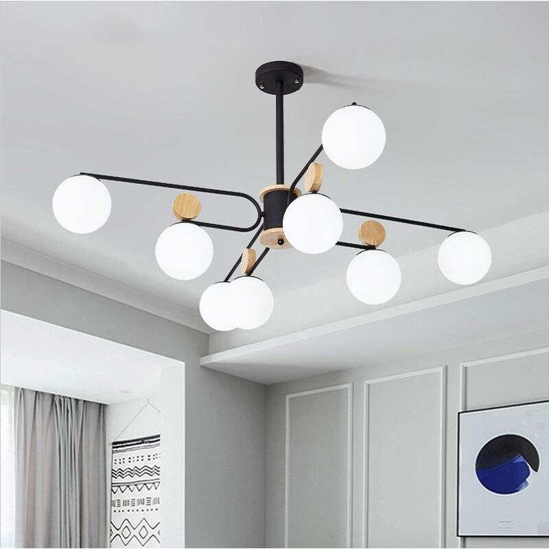 北欧创意现代简约实木客厅卧室吊灯led餐厅大厅分子魔豆个性灯具