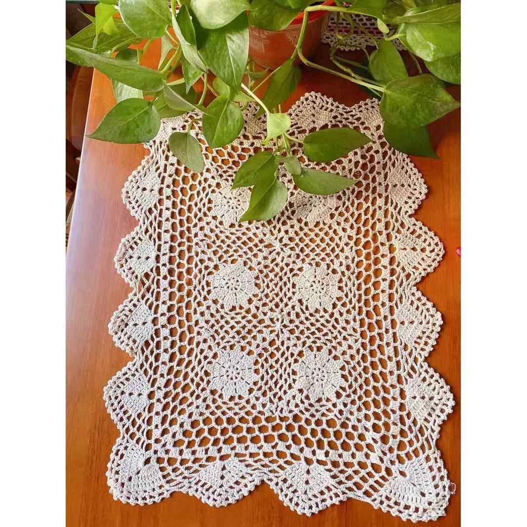 全棉手钩钩花蕾丝桌布电视盖布欧式盖巾镂空美式桌旗桌布布艺精品,居家布艺,桌布,淘宝优惠券,粉丝福利购,淘宝优惠卷