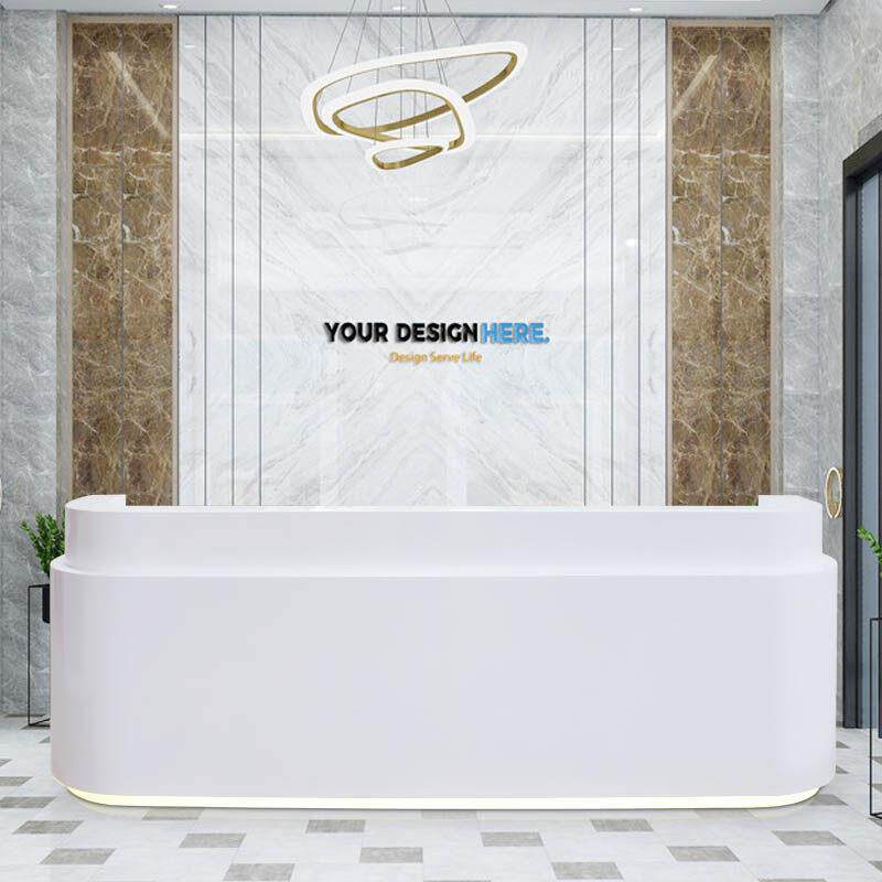 公司医院大厅弧形烤漆前台接待台美容店U型圆形收银台吧台现货