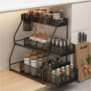 厨房橱柜抽屉分层抽拉篮下水槽置物架调料碗碟水池多功能收纳架子