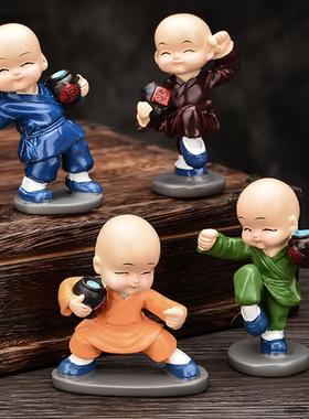 创意可爱禅意四不小和尚迷你家居客厅装饰摆件汽车车载内饰办公桌