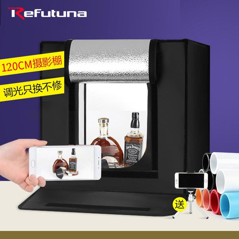 锐富图LED120cm摄影棚拍摄灯拍照大号柔光箱套装静物拍摄台道具