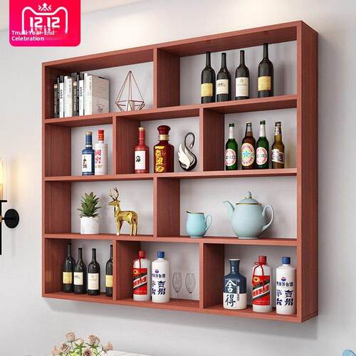 简约现代酒架酒柜壁挂式餐厅饭店墙上悬挂式红酒架创意多层置物架