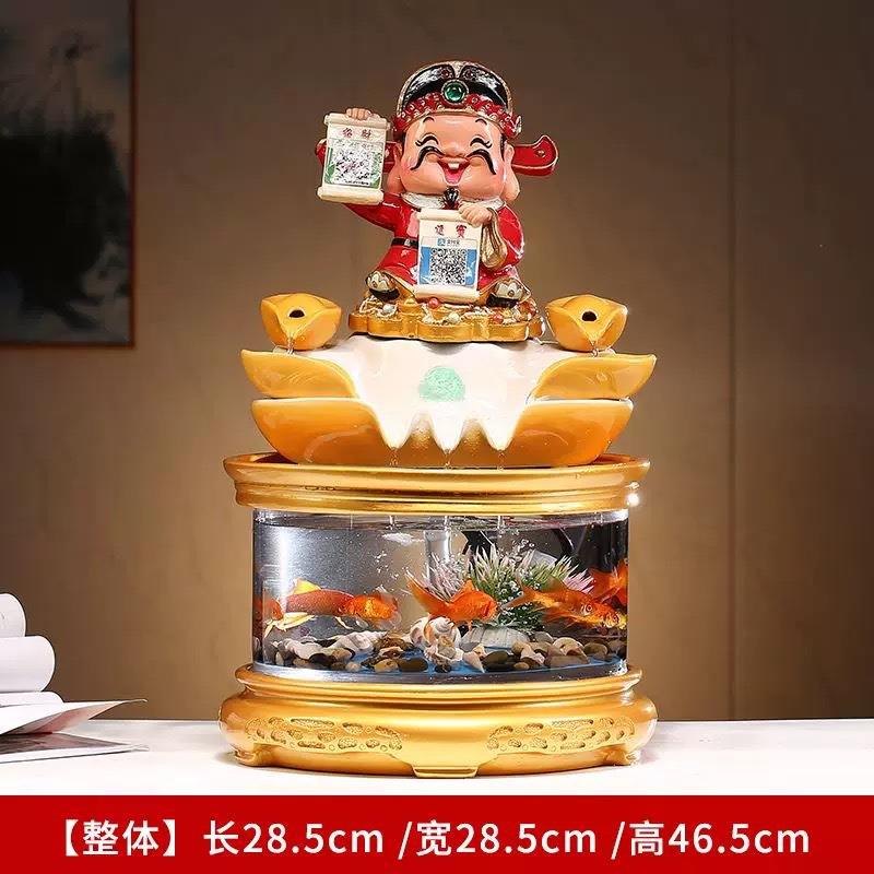 新中式创意猫摇手流水摆件陶瓷家居装饰美化办公桌面养鱼缸