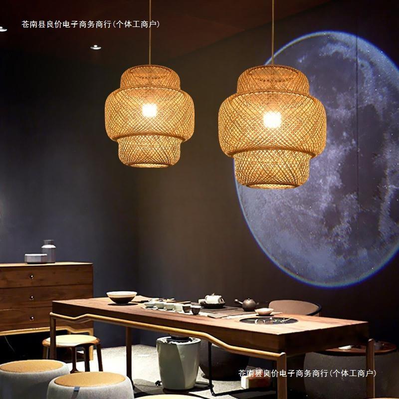 道装饰灯壁灯墙壁竹艺楼梯餐厅走廊阳台挂灯过床头新中式竹编复古
