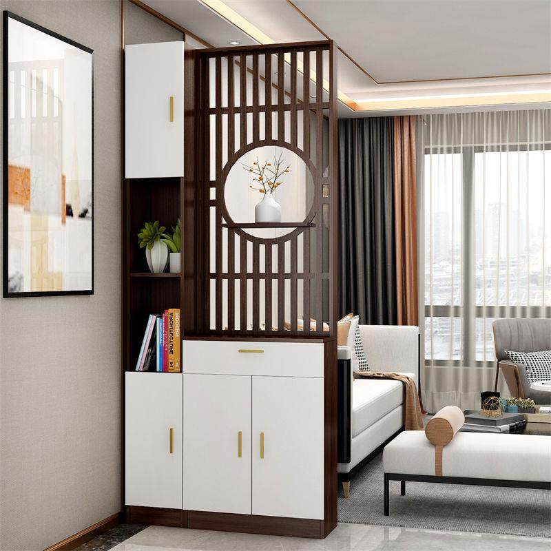 屏风隔断客厅置物架入户进门实木正对大门玄关柜鞋柜一体收纳柜