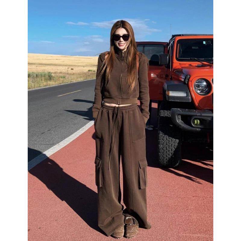 英国DGKP炸街运动服套装女秋季宽松显瘦时尚卫衣工装裤休闲两件套