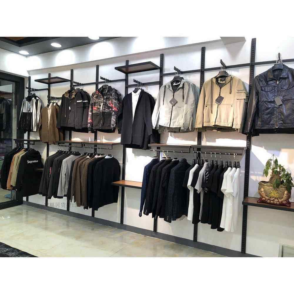 服装店货架展示架上墙组合架子男装店衣服陈列架女装店正挂侧挂架
