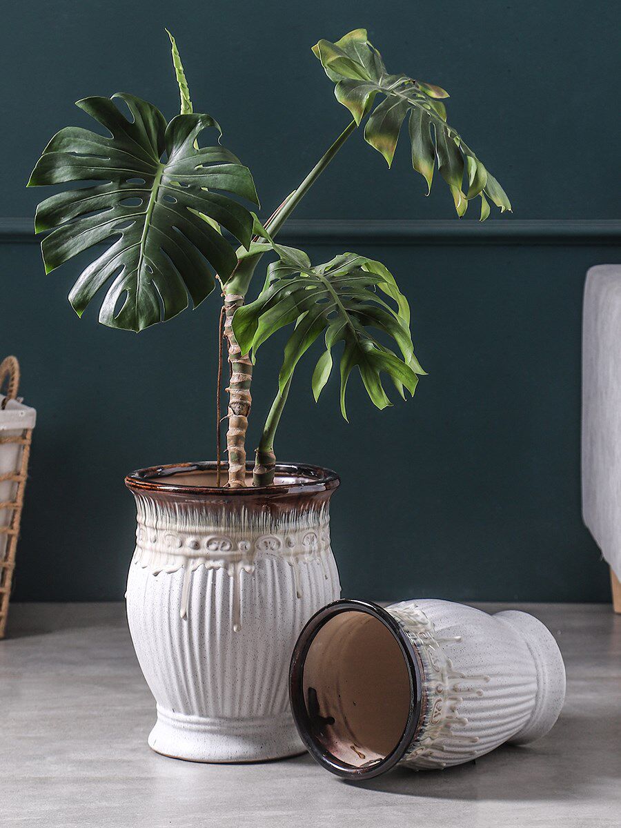 虎皮兰专用花盆陶瓷欧式高脚庭院花园落地大号特大客厅桌面绿萝盆