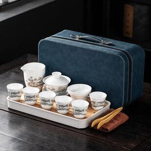 正品云栖造具羊客脂玉功夫茶套装家华用厅盖碗带茶盘送礼高档豪礼