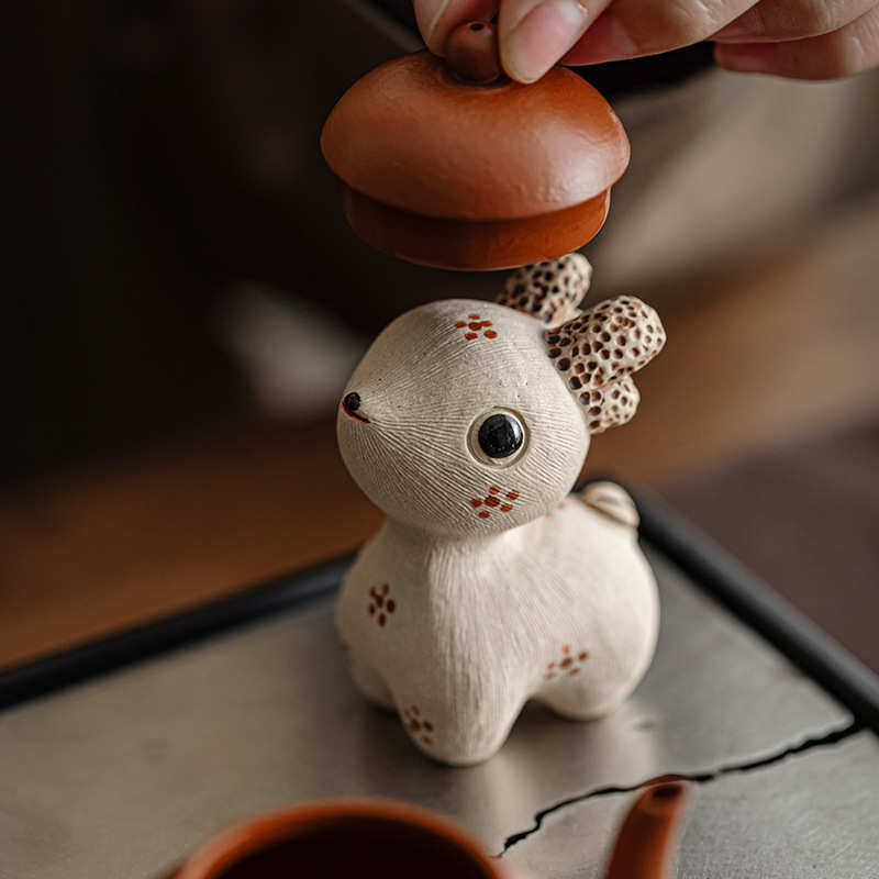 宜兴紫砂茶宠小摆件茶盘茶玩迷你可爱生肖可养招财小动物茶道配件