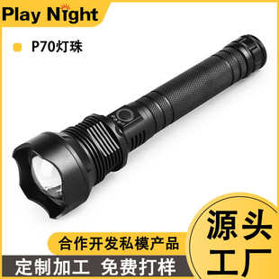 P70户外防水USB充电伸缩变焦大功率LED家用强光手电筒 跨境热卖