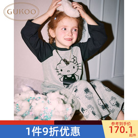 Gukoo/果壳儿童睡衣春秋HelloKitty联名纯棉女童家居服套装A