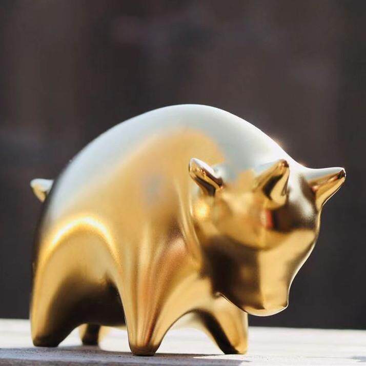 牛牛大顺 金牛银彩色新年生肖招财可爱萌宠摆件北欧原创情侣个性