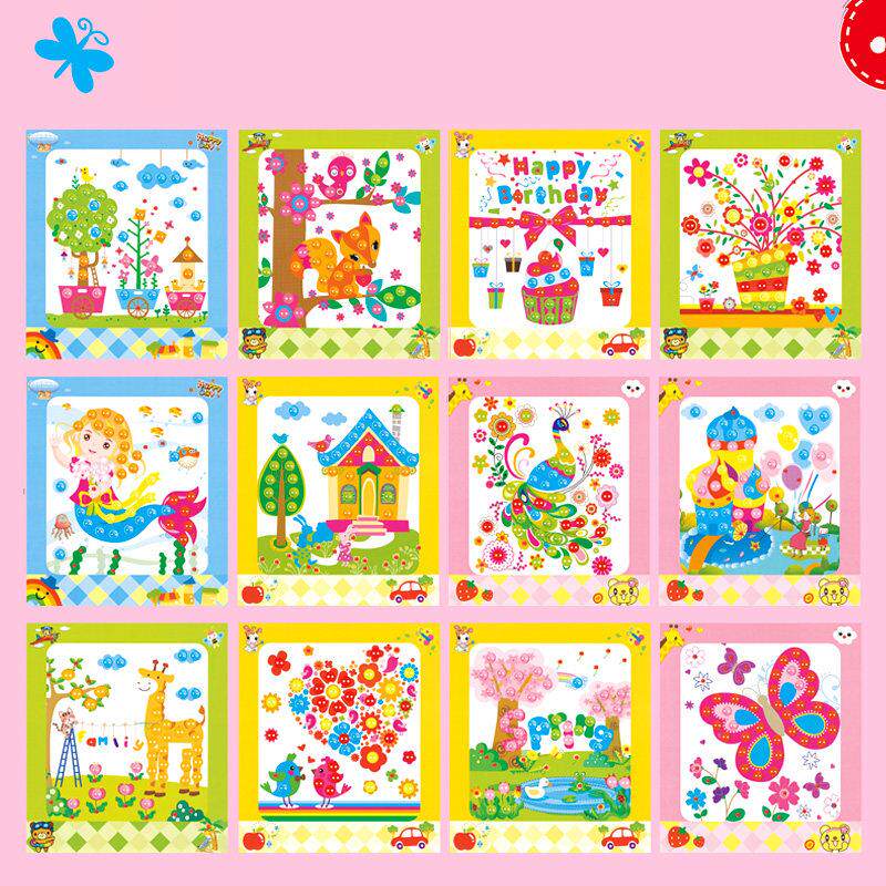 儿童diy纽扣贴画手工制作粘贴材料包幼儿园钻石扣子画教师节礼物