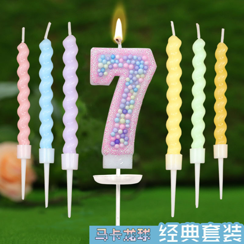 马卡龙跨境电商套装螺纹蜡烛蜡片