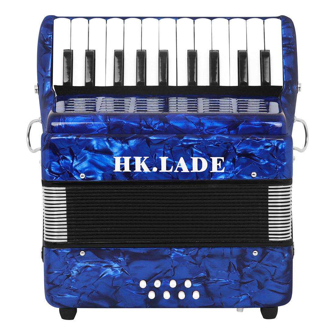 HK·LADE 厂家直销赛璐璐22键8贝斯键盘式蓝色专业手风琴表
