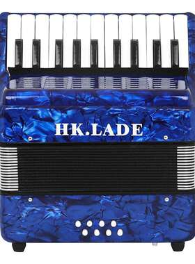 HK·LADE直销赛璐璐22键8贝斯键盘式蓝色专业手风琴表演乐器