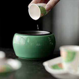 宜室茶话复古陶瓷建水茶渣缸家用水盂茶洗功夫茶具茶道配件废水桶
