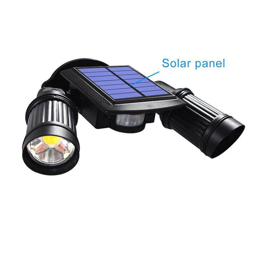 升级款太阳能双头灯400流明COB灯珠人体智能感应庭院照明LED灯